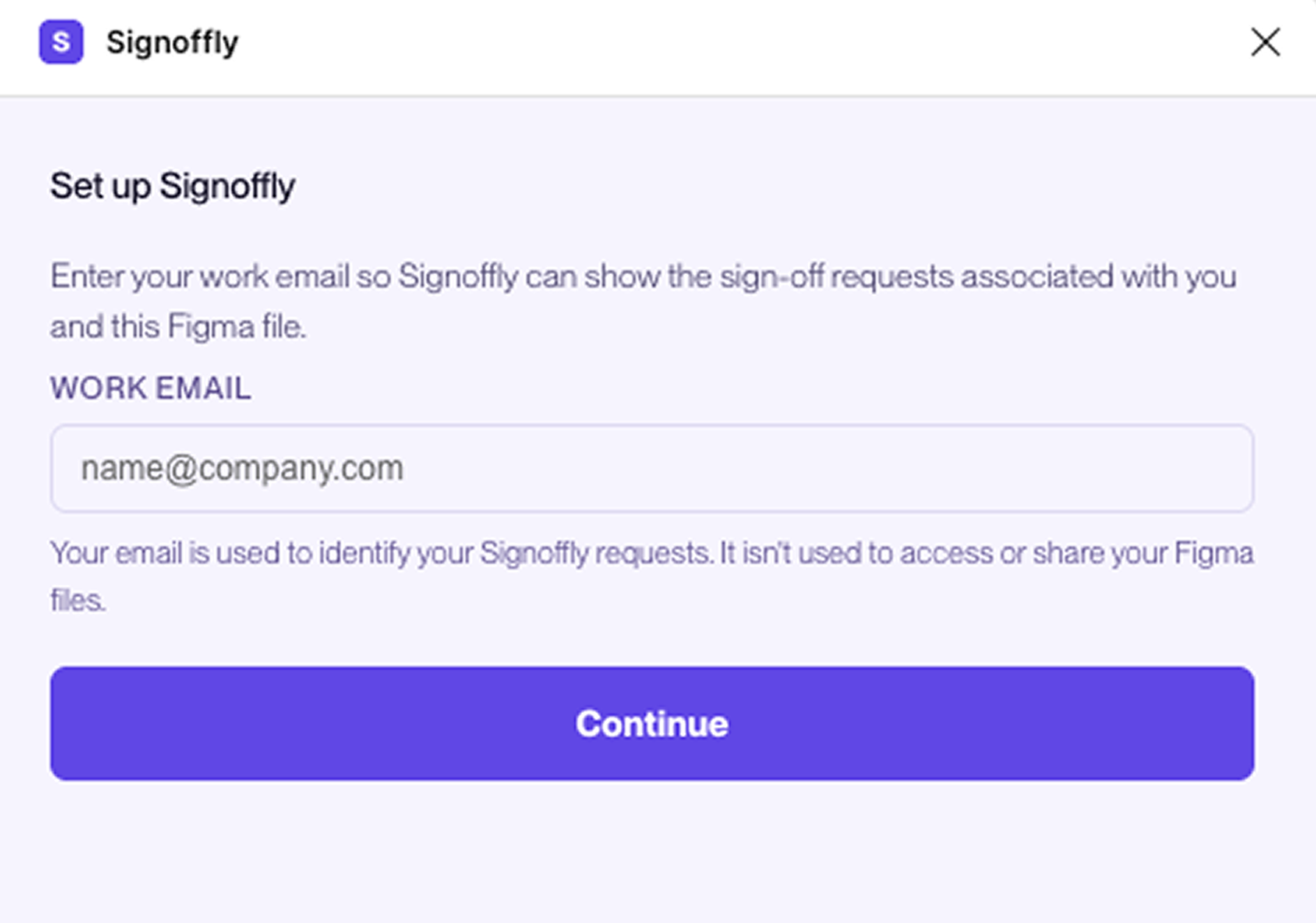 Signoffly plugin onboarding and setup screen