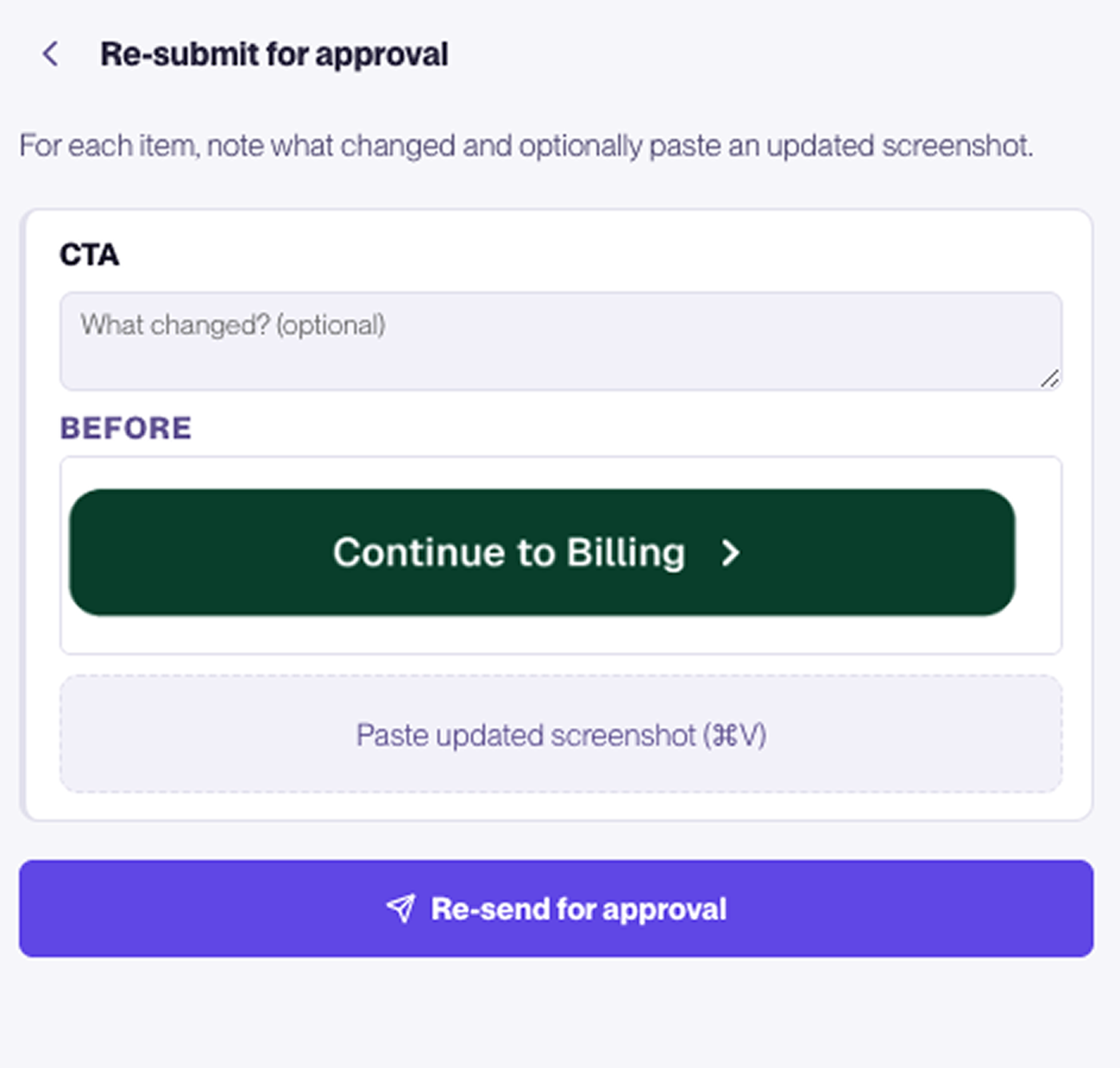 Signoffly re-submit flow after an approved design has changed